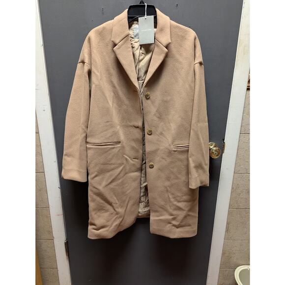 Everlane Cocoon Wool Blend Button Front Fully Lined Coat Jacket SZ 10 Camel NWT - Picture 7 of 7